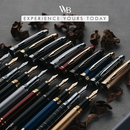 Wordsworth & Black Majesti Fountain Pen-(Checked), Luxury Case, Chrome Finish; Fine Nib- Ink Cartridges, Refillable Ink Converter-Calligraphy Pen-Best Business Gift Set for Men & Women | Checked, Gift for Men Women, Chrome Finish, 18K German Iridium, Call