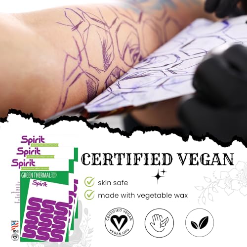 Spirit® Green Thermal Tattoo Stencil Transfer Paper, 8.5" X 14" - 100 Sheets, Certified Vegan, Proudly Made in the USA