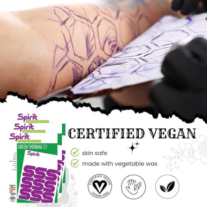 Spirit® Green Thermal Tattoo Stencil Transfer Paper, 8.5" X 14" - 100 Sheets, Certified Vegan, Proudly Made in the USA