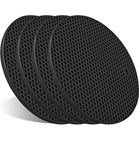 4 Pcs Trivets for Hot Dishes, Hot Pads for Kitchen, Silicone Pot Holders, Extra Thick, Non Slip, Multipurpose Kitchen Accessories (Black) - color: 1. Black