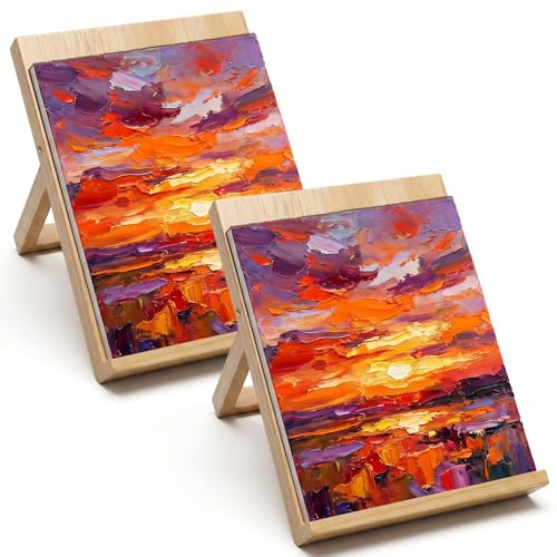 2 PCS Tabletop Easels for Painting, 11.8×8.5 Inch Art Easels for Painting | Foldable Desk Easel Portable 80 Degrees Adjustable Large Drawing Board for Canvas, Books and Artworks Storage
