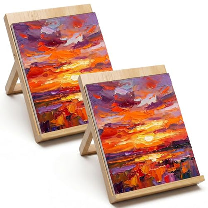 2 PCS Tabletop Easels for Painting, 11.8×8.5 Inch Art Easels for Painting | Foldable Desk Easel Portable 80 Degrees Adjustable Large Drawing Board for Canvas, Books and Artworks Storage