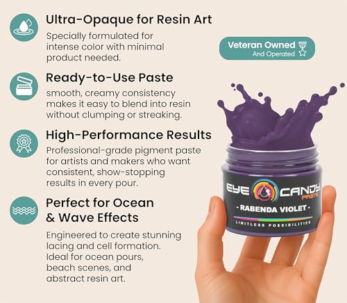 Eye Candy Resin Pigment Paste – Highly Pigmented Epoxy Color, 2 oz, Solid Non-Metallic, Mixable for Custom Shades (Rabenda Violet) - color: Rabenda Violet