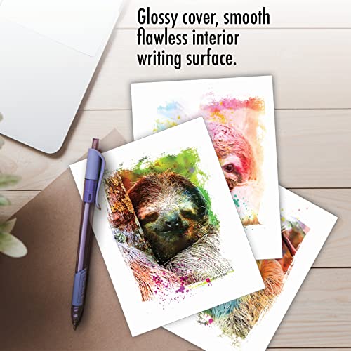 The Best Card Company Animal Assorted Watercolor Blank Greeting Card Box Set - Incl. 10Unique Notecards Designs + Envelopes, Thank You, Invitations- Funky Rainbow Sloth AM6866OCB-B1x10 - style: Funky Rainbow Sloth