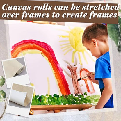 Kinlop 48 Inch x 10 Feet Double Primed Cotton Canvas Large Linen Beige Canvas Roll for Oil and Acrylic Painting - color: Linen Beige, size: 48 Inch X 10 Feet