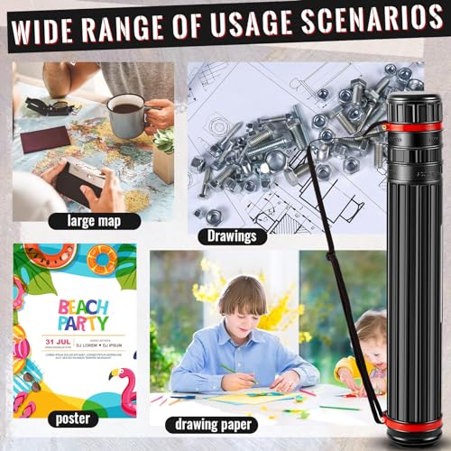 4 Pcs Large Extendable Poster Tubes from 30'' to 49' with Strap Poster Carrying Case Telescoping Tube Portable Blueprint for Posters, Blueprints, Artwork, Map Storage(Classic Standard Style) - style: Classic Standard Style