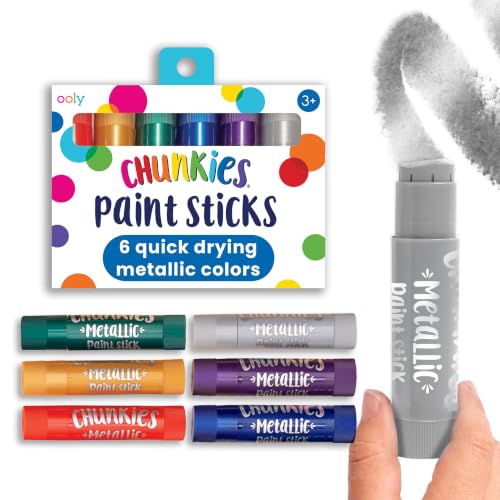 Ooly Chunkies 6 Metallic Paint Sticks For Kids, Tempera Paint Sticks Metallic Colors Set, No Mess Quick Drying Art Supplies for Toddlers and Kids - color: Metallic