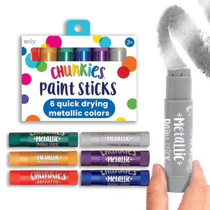 Ooly Chunkies 6 Metallic Paint Sticks For Kids, Tempera Paint Sticks Metallic Colors Set, No Mess Quick Drying Art Supplies for Toddlers and Kids - color: Metallic
