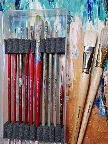 ArtBin KW903 Brush Box with Foam Inserts, Fine Art Portable Paint Brush Organizer, Plastic, Clear, 1.0 Count