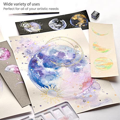 ARTEZA Watercolor Paint Set, 12 Metallic Watercolor Paints, Glitter Watercolor Paint in Half Pans, Travel Watercolor Set - style: Metallic & Iridescent, Set of 12