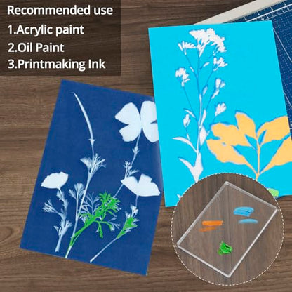 QWORK Monoprinting Print Plate, 5" X 7" Gel Plate, Art Plate, Reusable Gel Printing Plate, Printmaking Supplies