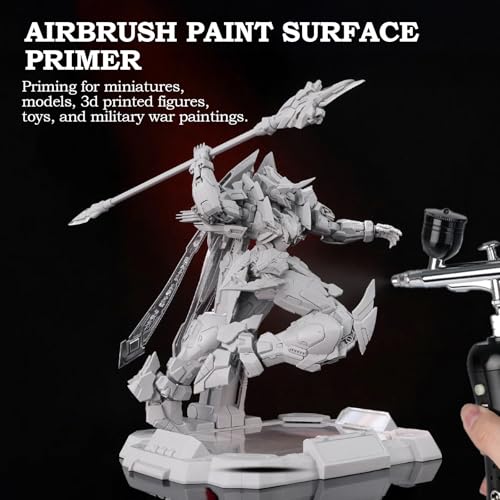 Nicpro Grey Surface Primer Airbrush Paint (8.4oz, 250 ml), Matte Finish, Ready To Spray Air Brush Water-Based Acrylic Primer for Beginners & Artists Priming Plastic Models, Miniatures, Figures, Craft - color: Grey, size: 8.45 Fl Oz (Pack of 1)
