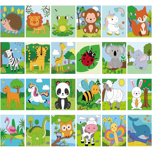 Sherr 24 Pcs Pre Drawn Canvas for Painting Adult Pre Printed Canvas Bulk Sip and Paint Kit Stretched Panels Paint Set for Theme Valentine Painting Night Party Favor(Jungle Animal,8 x 10 Inch) - size: 8 x 10 Inch, style: Jungle Animal