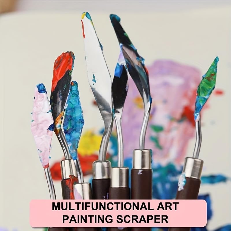 7-Piece Palette Knife Set: Stainless Steel Painting & Scraping Tools for Oil & Acrylics, Art & Canvas Work | Artist Supplies (Yellow) - color: Yellow