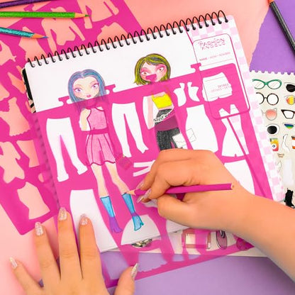 Fashion Angels I Love Fashion Sketch Portfolio, Includes Sketch Pad with Stencils & Stickers, Fashion Design Sketch Book for Girls, Ideal Drawing Kit for Kids - color: I Love Fashion