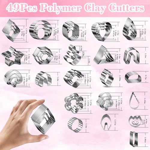 Fesorsi 782 Pcs Clay Earring Making Kit, 49 Polymer Clay Molds Stainless Steel, Polymer Clay Tools with 8 Circle Cutters, 1 Clay Letter Stamps and 710 Pcs Earring Accessories for DIY Jewelry - color: Steel 49 Shapes