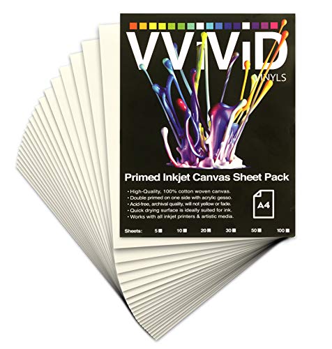 VViViD Inkjet Canvas 100% Real Printable Cotton LTR 8.5 X 11 125lbs. 340gsm 17mil (20 sheets) - size: 20 sheets
