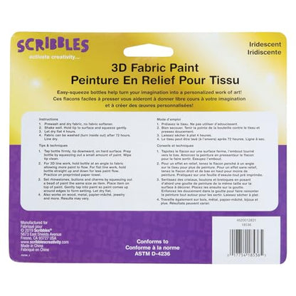 SCRIBBLES 18536 Dimensional Fabric Paint, Iridescent, 6-Pack, 1 oz - color: Iridescent