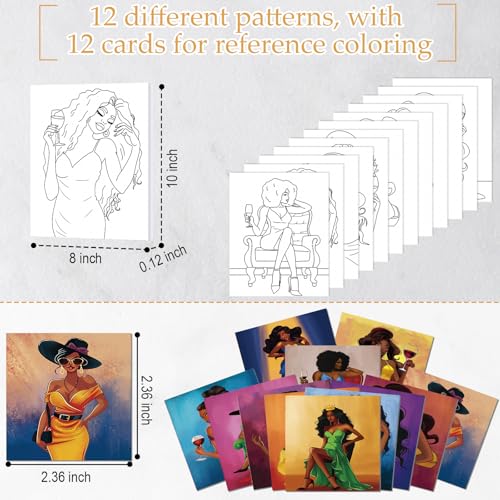 Ctosree 12 Sets Pre Drawn Canvas Kit for Painting Adults Sip and Paint Kit Art Pre Printed Canvas Bulk for Adult Date Night, Art Party & Holiday Gift(Gorgeous Lady,8 x 10 in) - size: 8 x 10 in, style: Gorgeous Lady