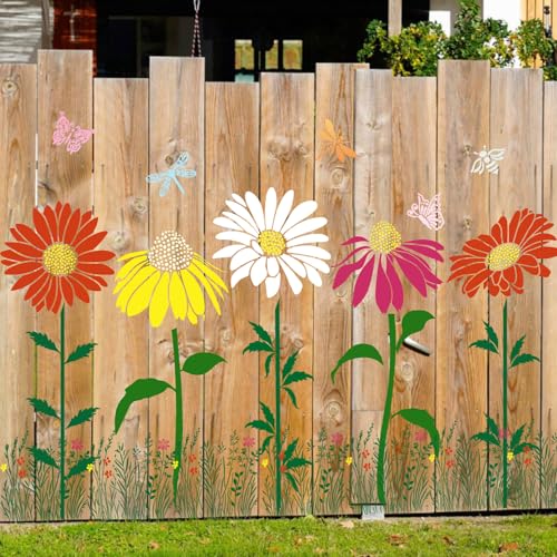 Large Flower Stencils for Painting on Wood Fence Stencils for Outdoors Reusable Daisy Cone Flower Stencil for Painting on Wall Canvas Fabric Furniture - style: Daisy Coneflower