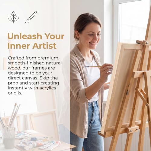 12x16 Inch Wood Panel Boards, 5 Pack Unfinished Wood Frames for Crafts, Wooden Painting Boards with 2 Fine Detail Brushes for Acrylic, Oil Painting and DIY Art Projects