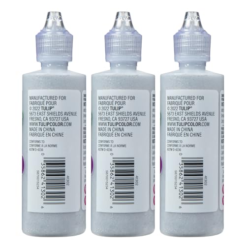 Tulip Puff Fabric Paint, Permanent Craft Paint for Clothes, DIY Projects, Notoxic, 4 fl oz 3-Pack, Glitter Silver - color: Glitter Silver