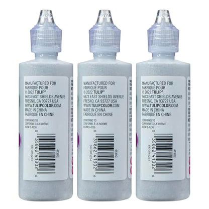 Tulip Puff Fabric Paint, Permanent Craft Paint for Clothes, DIY Projects, Notoxic, 4 fl oz 3-Pack, Glitter Silver - color: Glitter Silver