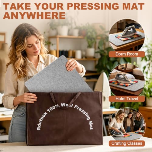 17" X 24" and 10" X 10" Wool Pressing Mat 100% New Zealand Felted Wool Ironing Mat Pad Quilting Wooly Felted Iron Board for Quilter, Sewing, Quilting Supplies - size: 17" x 24" + 10" x 10"