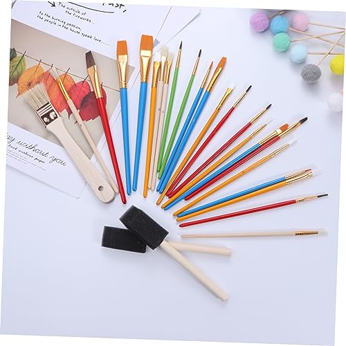 HOMSFOU 25 Pcs Wooden Painting Brush Student Painting Supplies Painting Supplies Painting Supplies