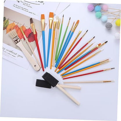 HOMSFOU 25 Pcs Wooden Painting Brush Student Painting Supplies Painting Supplies Painting Supplies