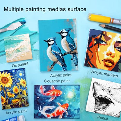 AUREUO Mini Stretched Canvas - 2.5x3.5 Inch / 24 Pack - 2/5 Inch Profile Small Square Canvas - Gift Set Bulk Pack Canvases for Acrylic Painting & Craft - size: 2.5"x3.5"