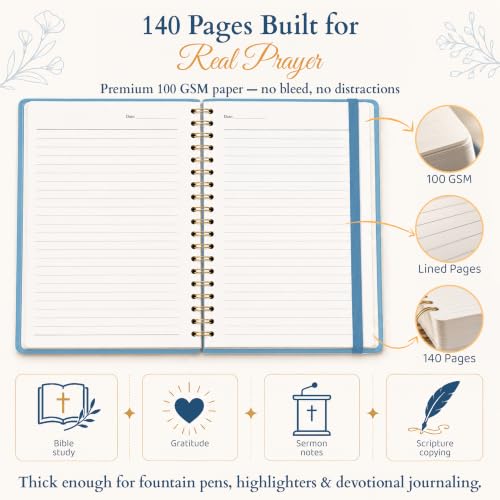 Hardcover Blank Christian Notebook – 140 Pages, No One Like You | Lined Pages with Bible Verse Cover – Inspirational Writing Spiral Notebook for Bible Study and Prayer - color: No One-Blue