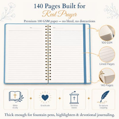 Hardcover Blank Christian Notebook – 140 Pages, No One Like You | Lined Pages with Bible Verse Cover – Inspirational Writing Spiral Notebook for Bible Study and Prayer - color: No One-Blue
