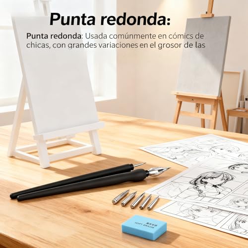 Pen Nib Set, 1 Set Manga Cartoon Comic Drawing Painting Nib Holder Dip Pen Kit Tool With 2 Pen Holders and 5 Nibs