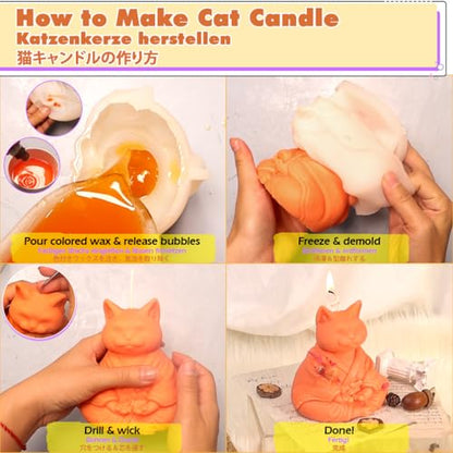 Cat Silicone Mold for Taba Squishy, Resin, Candle, Crafting Big 5'' Kitty - color: Cat
