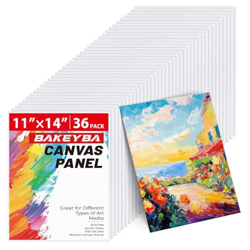 Canvas Boards for Painting 36 Pack, 11x14 Inch Blank Canvas Panels, 100% Cotton Art Supplies for Acrylics Oil Watercolor Tempera Paints - size: 11"x14"- 36pcs