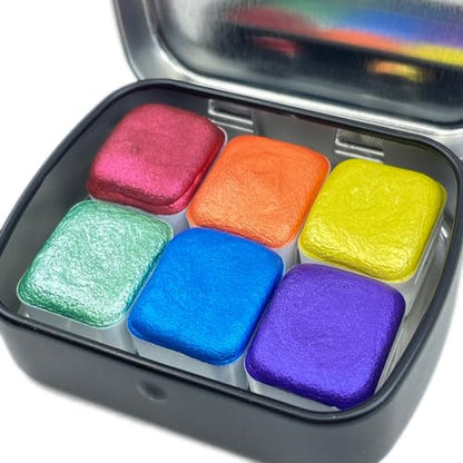 IUILE Handmade Watercolor Paints - Rainbow 1 Half Pan Set (6 colors) - color: Rainbow1