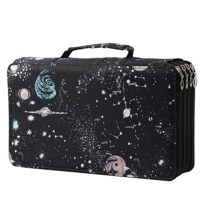 300 Slots Pencil Case - Large Capacity Pencil Holder with Zipper Closure, Twill Fabric, Galaxy Black - color: Galaxy Black, size: 300