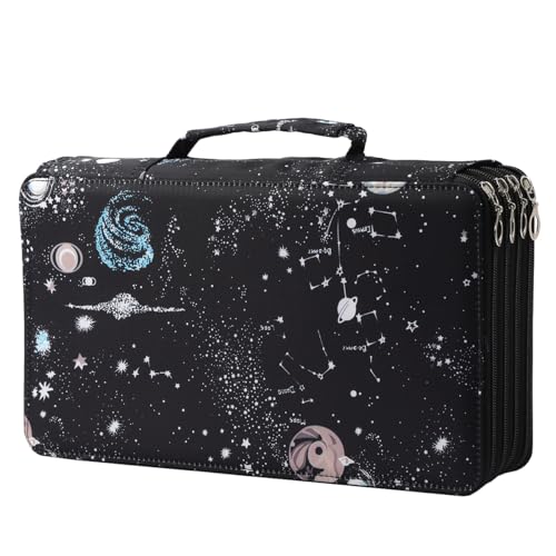 300 Slots Pencil Case - Large Capacity Pencil Holder with Zipper Closure, Twill Fabric, Galaxy Black - color: Galaxy Black, size: 300
