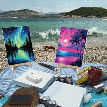 Ctosree 12 Sets Pre Drawn Canvas Kit for Painting Adults Sip and Paint Kit Art Pre Printed Canvas Bulk for Adult Date Night, Art Party & Holiday Gift(Summer Sunset,8 x 10 in) - size: 8 x 10 in, style: Summer Sunset
