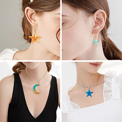 Craftdady 2Pcs Moon Star Pendant Silicone Mold Crescent Moon Resin Jewelry Casting Mold with Screw Eye Pin Peg Bails for DIY Resin Crafts Jewelry Making - color: Whtie, Star & Moon