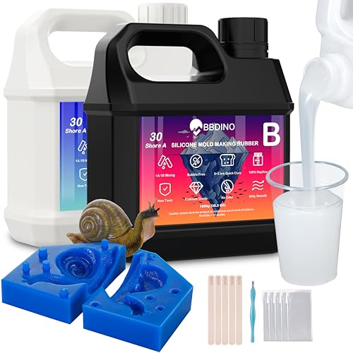BBDINO Silicone Mold Making Kit 30A 4.4 lbs Translucent, High Strength Liquid Silicone Rubber for Molds Making,1:1 by Volume Ideal for Casting Resin/Silicon/Soap/Concrete Molds - size: Translucent Clear 70.6 Oz