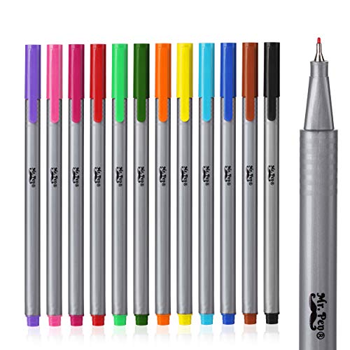 Mr. Pen- Colored Fineliner Pens, 12 Pack, Fine Point | Smooth Bible Journaling Pens for Detailed Drawing, Note-Taking, Coloring, Sketching, Planning & Art Projects, School Supplies - color: Assorted Colors, size: 12 Pack