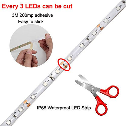 Super Bright 60 Watts UV Black Light LED Strip, 16.4FT/5M 3528 300LEDs 395nm-405nm Waterproof IP65 Blacklight Night Fishing implicitly Party with 12V 5A Power Supply - color: Waterproof, size: 60Watts