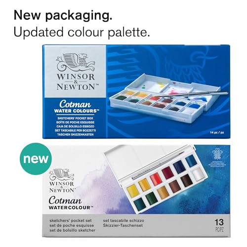Winsor & Newton Cotman Watercolor Paint Set, Sketchers' Pocket Set, 12 Half Pan w/ Brush - style: 12 Half Pan Sketchers Pocket Set