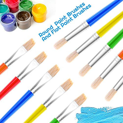 Anezus 30 Kids Paint Brushes Set with Jumbo Round Watercolor and Large Flat Craft Brushes