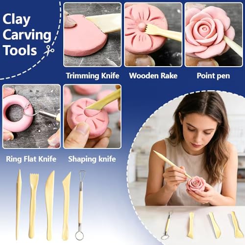 Air Dry Clay Glaze Gloss and Tools Kit & Plaster Casting Powder 3000g