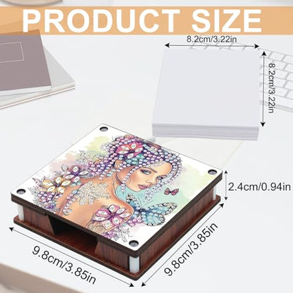 JISHSHAY 2 PCS Diamond Art Note Box Beautiful Woman Diamond Painting Note Pad Holder Gem Painting Gem Art Memo Boxes Mosaic Kits for Adults Embroidery Kit Memo Pad Holder, Contains 120 Sheets of Paper - color: Woman 1