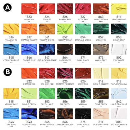 Paul Rubens Oil Paint, 40 Colors*50ml LargeTubes, Professional Oil Based Paint with High Saturation, Creamy Texture, and Consistency,Art Supplies for Artists, Students, Beginners - color: 40 colors*50ml
