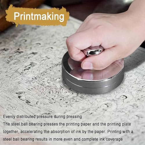 Stainless Steel Ball Stamping Tool, Printmaking Press Tools, Diameter 7/9/12 Cm, Even Pressure, Malian Brocade Box & Malian Brocade Bag, for Linocut, Scrapbooking Crafting - size: 12cm
